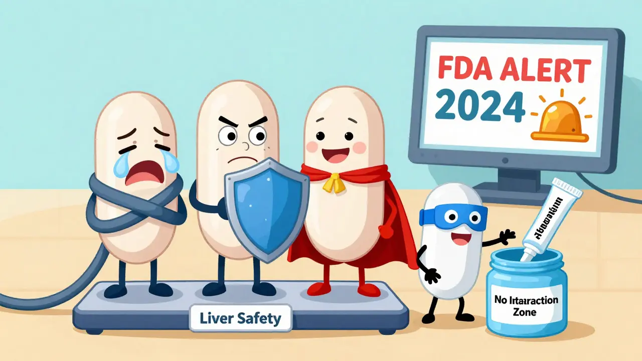 Three statin pills compare safety, terbinafine superhero promotes topical antifungal as safe option.